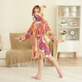 thumbnail image 4 of FORMRS Niños Bathrobe Unisex Hooded Robe Soft Plush Pajamas Sleepwear, Size 4-6T, Orange Hand Drawn Floral, 4 of 7