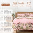 thumbnail image 6 of Elk Xmas Tree Bedding Duvet Cover Set Twin Size 4 Pieces Bells Garland Snowflakes Pink Background Bedding Set with Zipper Closure, 1 Comforter Cover 68x86 Inches 1 Flat Sheet & 2 Pillow Cases, 6 of 7