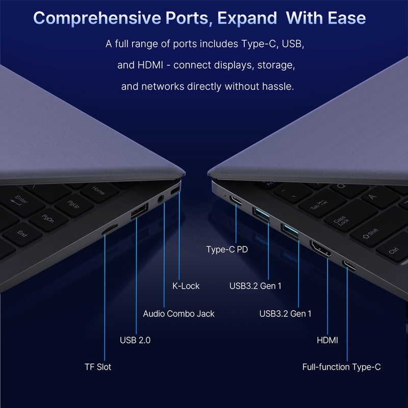 SHBIV 14" Windows 11 Laptop Computer,16GB RAM 512GB SSD,Intel 6500Y with 2 Cores up to 3.4GHz,Type-C PD WiFi5 BT5.0,Office 2024 FHD IPS for Business and Study(Gray)