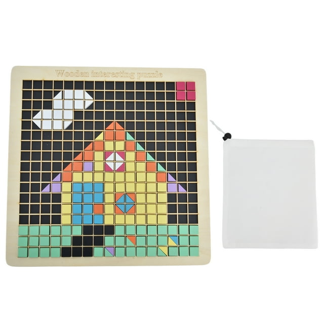 Niños DIY mosaico de madera rompecabezas niños educación temprana tablero de píxeles juguetes de inteligencia