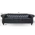 thumbnail image 3 of 84"Rolled Arm Chesterfield Sofa Couch, Modern 3 Seater Sofa Couch, Luxious Leather Couch with Thicken Seat Cushions and Button Tufted Back, Chesterfield Couch with Nailhead Trim, Black+PU, 3 of 7