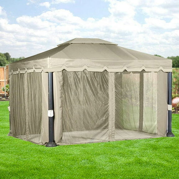 Garden Winds Replacement Canopy Top and Side Netting Set for 10 x 12 Garden House Gazebo, Riplock 350