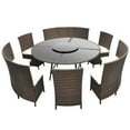 thumbnail image 3 of vidaXL Outdoor Dining Set with Cushions 7 Pieces Poly Rattan Patio Brown/Black, 3 of 20