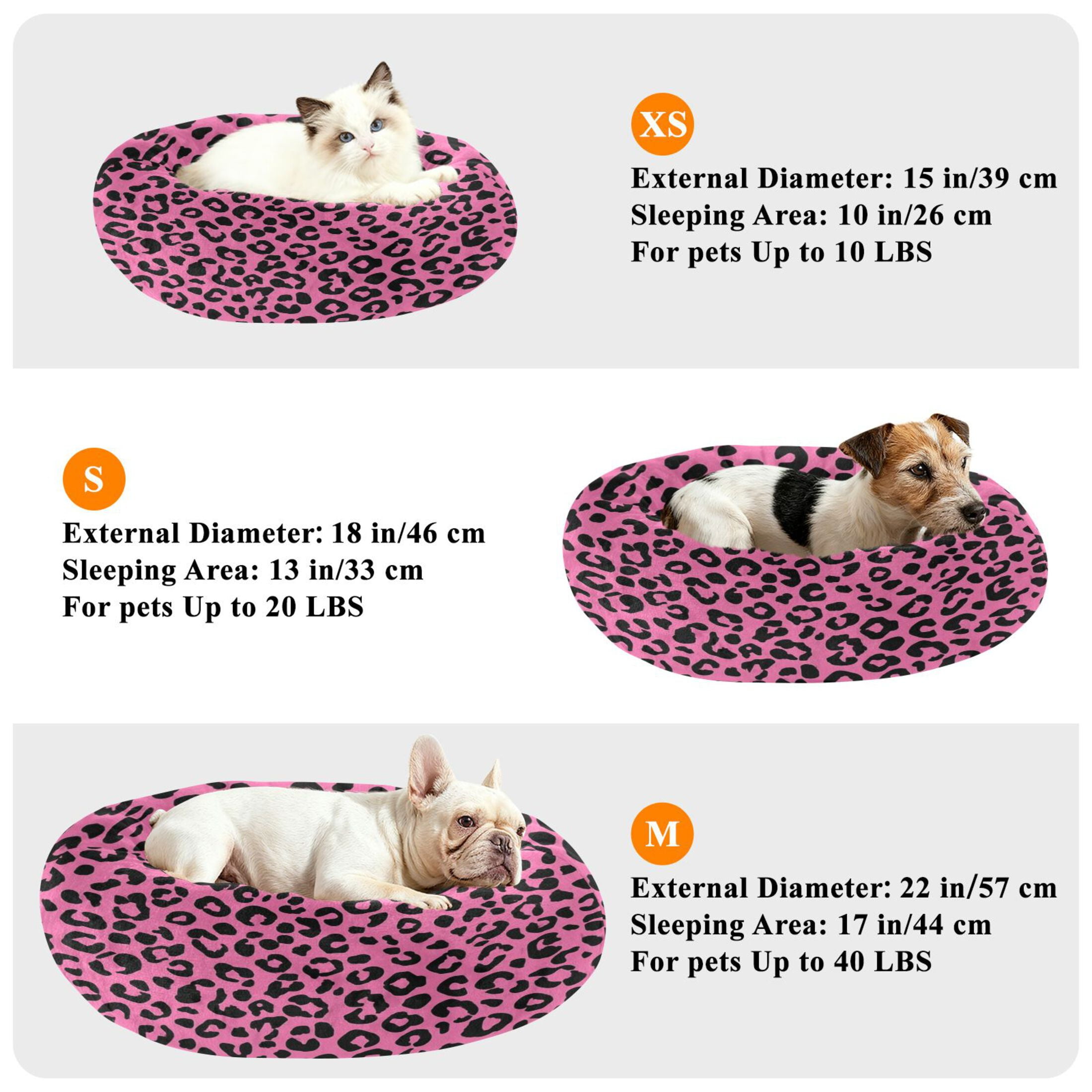Iauyy Pet Couch Donut Cat Bed for Indoor Cats/Small Dogs Washable & Machine with Non-slip Bottom Calming Cat Furniture, Print Pattern (M)