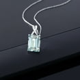 thumbnail image 3 of Gem Stone King 10K White Gold Sky Blue Simulated Aquamarine Pendant Necklace for Women (6.64 Cttw, Gemstone Birthstone, Emerald Cut 14x10MM, with 18 inch Chain), 3 of 5