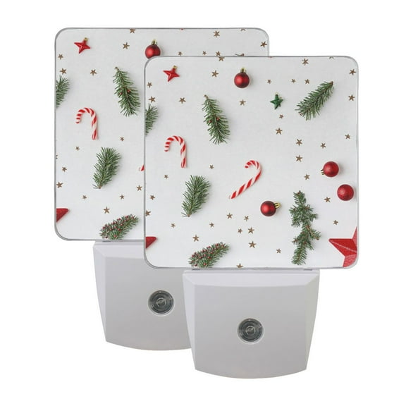 Night Light LED Dusk to Dawn Night Lamp Auto Sensor Plug-in Nightlight for Bedroom Bathroom Nursery Hallway Kitchen Red Star and Candy, 2Pack