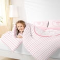 thumbnail image 3 of Manfei Pink Stripes Personalized Initial T Bedding Comforter Set 7 Pieces for Girls,Chic Floral Bowknot Full Bedding Set for Kids Teens,Pink Reversible,Ultra Soft Home Decor, 3 of 7