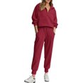 thumbnail image 1 of Womens 2 Piece Sweatsuits Set Long Sleeve Half Zip Pullover Sweatshirt Joggers Sweatpants Fall Outfits Tracksuit, 1 of 6