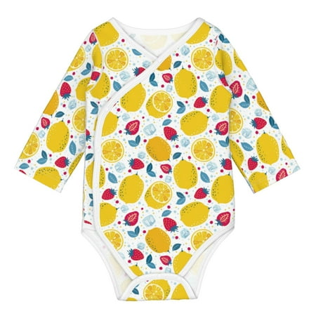

Matuu Strawberry Lemon for Baby Long-Sleeve Bodysuit Soft Cotton Comfortable and Breathable Perfect for Newborns and Infants