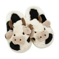 thumbnail image 4 of Girls Slippers Home Cow Cotton Non Slip Soft Warm Shoes Fall Winter Cozy Open Toe Slip On Toddler Girl Shoes Black Sizes 3.5-4 Y, 4 of 5