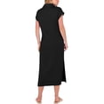 thumbnail image 2 of Women Summer Casual Midi Dresses Short Sleeve V Neck Loose Split Beach Vacation Tshirt Maxi Dress Black XL, 2 of 5