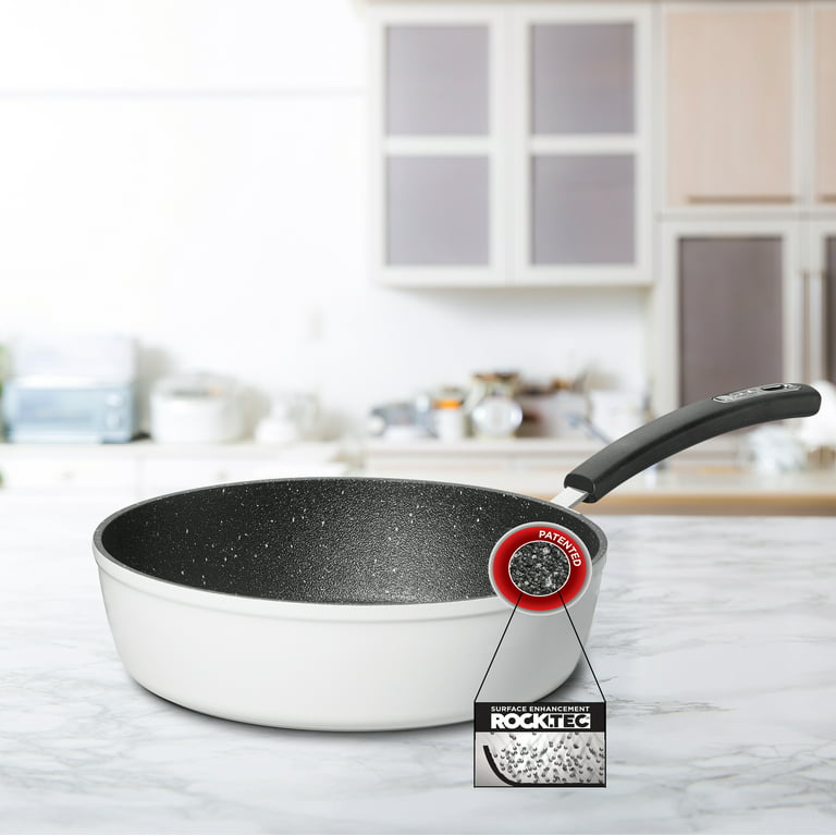 SENSARTE White Ceramic Nonstick Saucepan with Lid 2.5 QT, Small Cooking Pot  with Stay Cool Handle, Induction Compatible Soup Pot, PFOA/PFAS Free