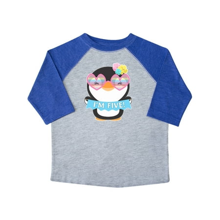 

Inktastic I m 5 Cute Penguin with Sunglasses and Flowers Gift Toddler Boy or Toddler Girl T-Shirt