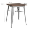thumbnail image 4 of Flash Furniture Prince 23.5" Square Silver Metal Indoor Table with Walnut Rustic Wood Top, 4 of 7
