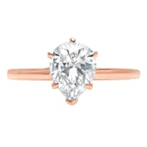 1 Carat Pear Cut Lab-Created White Diamond Solitaire Womens Ring 14K Rose Gold Plated