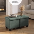 thumbnail image 2 of Hearth & Harbor Ottoman Storage Bench, Faux Leather 15" Foot Stool Ottoman With Storage, Green, 2 of 8