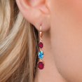 thumbnail image 3 of Gem Stone King 18K Rose Gold Plated Silver Ruby Red Mystic Topaz 3 Stone Dangle Earrings for Women (5.60 Cttw, Gemstone Birthstone, Oval 8X6MM, 7X5MM and 6X4MM), 3 of 6