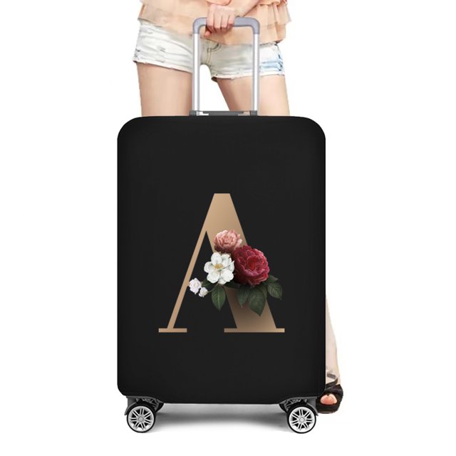 Travel Bag Protector Cover 26 English Letter Printed Accessory Bag Elastic Travel Bag Cover Applicable To 18-28 Inch Suitcase 8gold A M