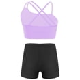 thumbnail image 2 of Zaldita Kids Girls Gymnastics/Ballet/Dance/Swim Outfits Sports Bra Crop Tops and Booty Shorts Active Lavender&Black 8, 2 of 7