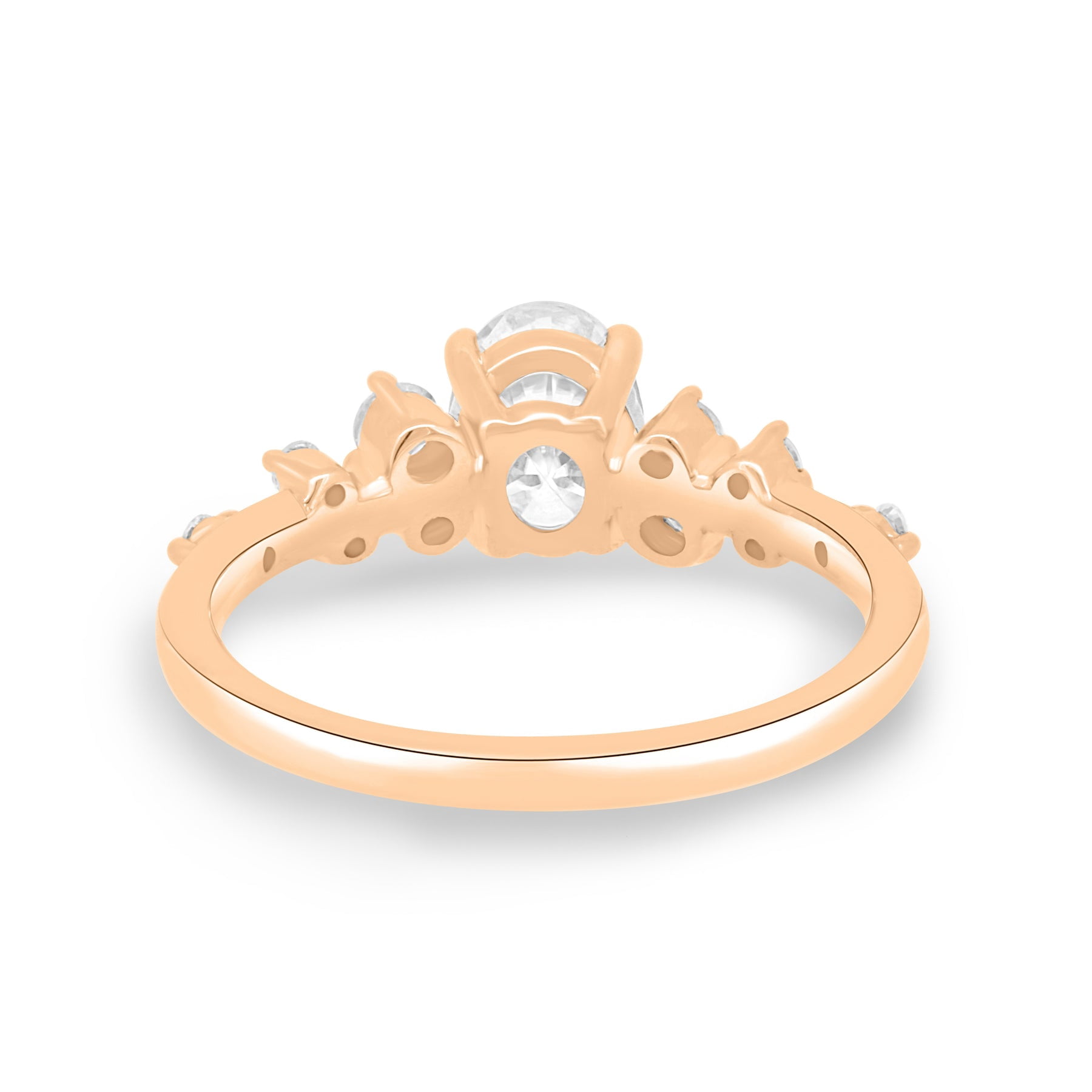 ESTE ORIGIN 1.25ct Oval Moissanite Engagement Ring with Accent Stones – 10K Rose Gold Promise Ring for Women, US 4.