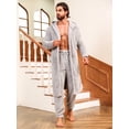 thumbnail image 5 of Men Dual Pocket Hooded Belted Flannel Robe & Pants PJ Set, 5 of 5