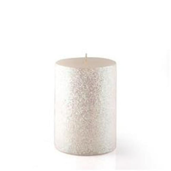 CPZ-166-12 3 x 4 in. Metallic White Glitter Pillar Candle -12pcs-Case- Bulk
