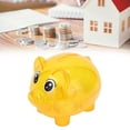 thumbnail image 3 of 2 PCS Transparent Plastic Piggy Bank for Kids, Money Box Pig Coin Bank for Girls & Boys, Cartoon Design Money Saving Decoration Cute Childlike for The Holidays Birthday Kindergarten Gifts, Yellow, 3 of 6