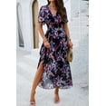 thumbnail image 5 of Women's Floral Maxi Dress Flowy V Neck Empire Waist Summer Wedding Guest Party Casual Chiffon Dress, 5 of 6