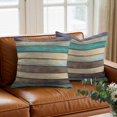 thumbnail image 3 of Purple Brown Throw Pillow Cover Turquoise Wood Grain Farmhouse Vintage Cotton Linen Cushion Cover Throw Pillow Case with Invisible Zipper for Couch Sofa Bed Chair Car 20x20 Inch, 3 of 13