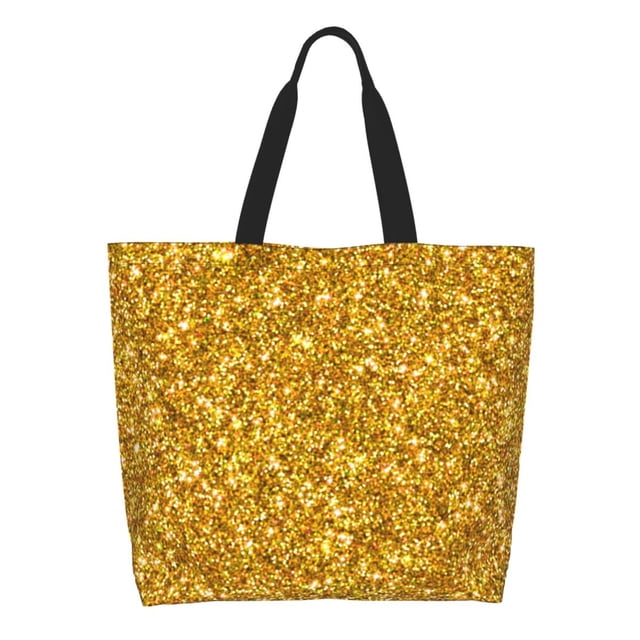 Easygdp Gold Glitter Bolsas Tote para Mujer, Bolsos de Hombro para Viaje, Bolsos de Mano de Gran Capacidad para Compras y Trabajo