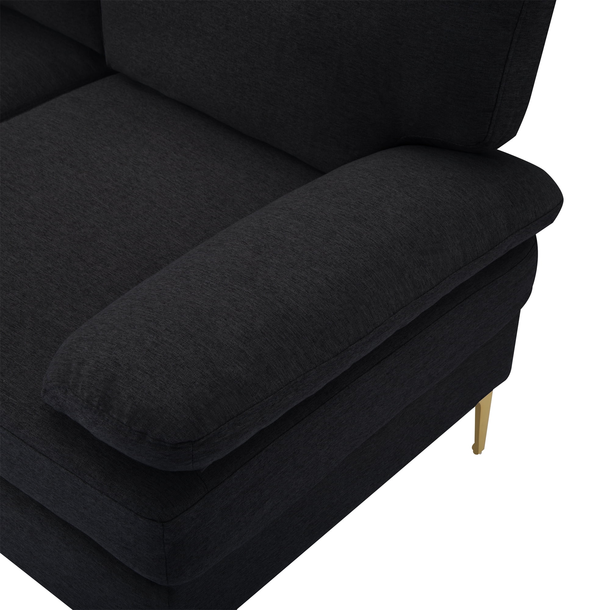 Aukfa Sectional Sofa, L Shaped Couch with Left Facing Chaise for Living Room, Apartment, Black