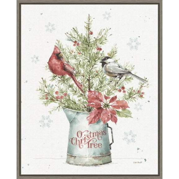 Amanti Art A Christmas Weekend II with Chickadee Framed Canvas Wall Art Print