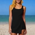 thumbnail image 5 of qucoqpe Women's One Piece Swimsuit Fashion Tummy Control Backless Adjustable Strap Bathing Suit Vacation Beach Ruched Swimdress with Uchimura Shorts, 5 of 9