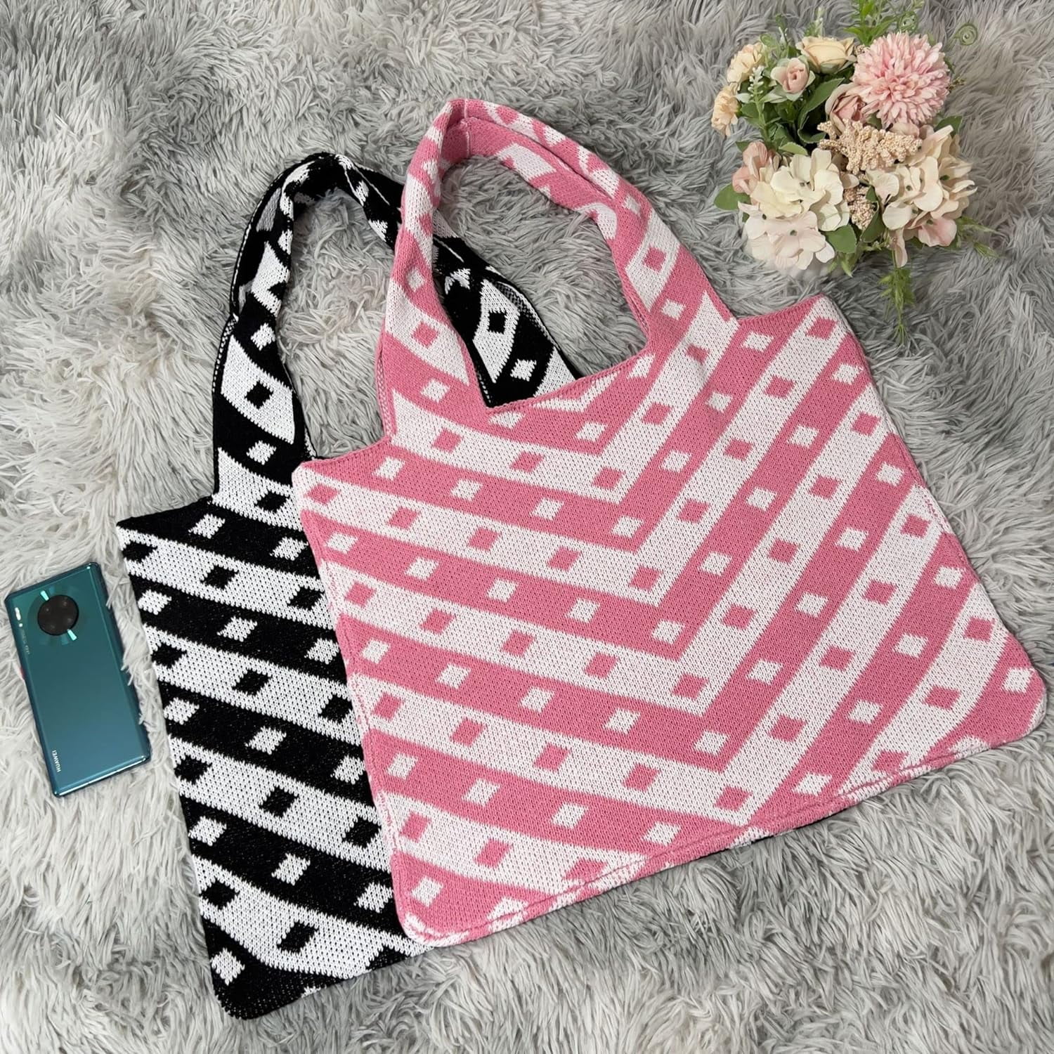 Kukuzhu Y2k Aesthetic Tote Bag Aesthetic Y2k Bag Crochet Tote Bag Aesthetic Tote Bags Aesthetic Y2k Purse