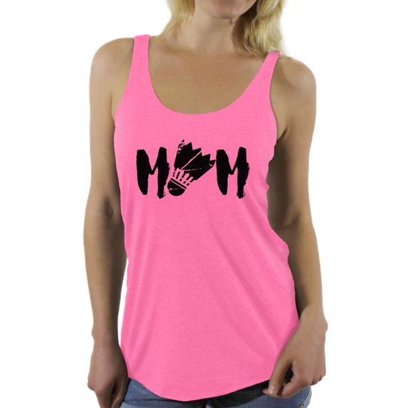 Awkward Styles Women's Badminton MOM Graphic Racerback Tank Tops Black Badminton Bird Mother's Day Gift
