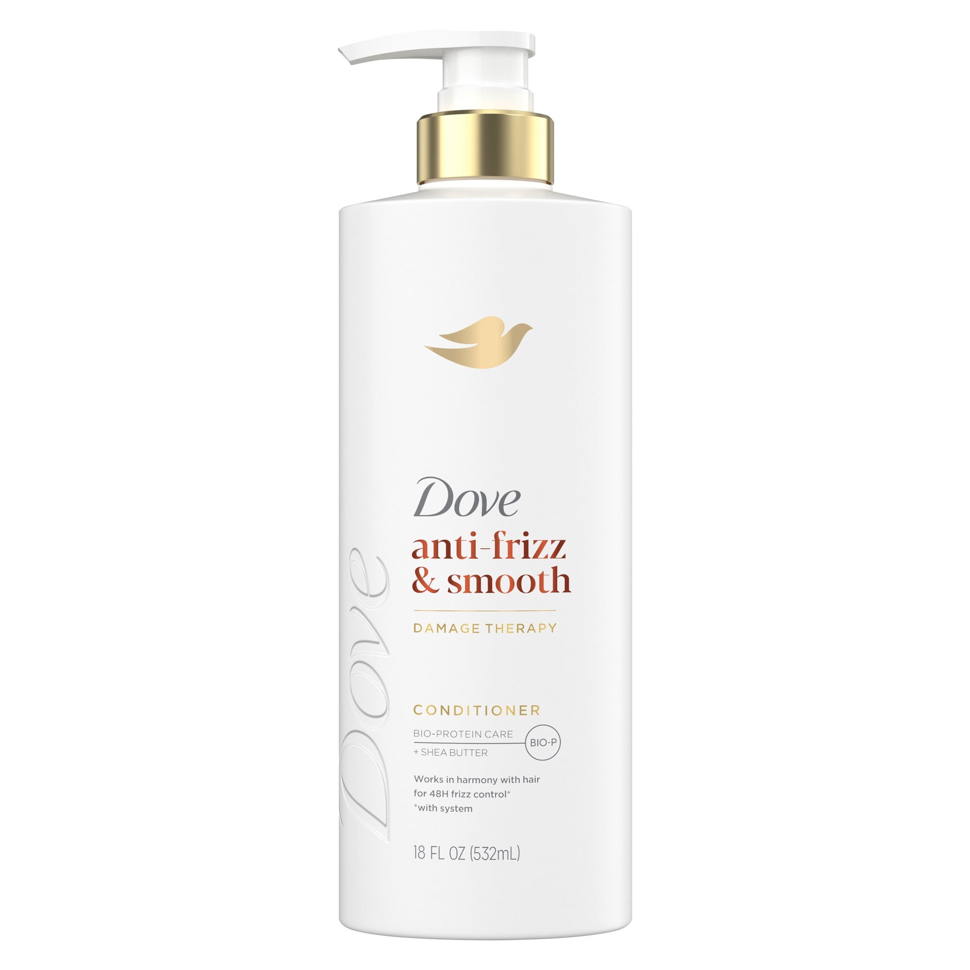 Dove Conditioner for Frizz-Prone Hair Anti Frizz & Smooth with Bio-Protein Care Technology and Shea Butter, 18 Fl Oz
