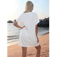 thumbnail image 6 of Women'S Swimsuit Cover Up Shirt V Neck Short Sleeve Bathing Suit Coverups Summer Beach Cover Ups White XXL, 6 of 7