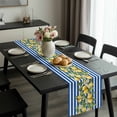 thumbnail image 2 of Blue Stripes Lemon Table Runner 36 Inches Long, Spring Fruit Flowers Leaves Line Kitchen Coffee Dining Table Decoration for Home Party Birthday Wedding Home Decor 13x36 Inches, 2 of 8