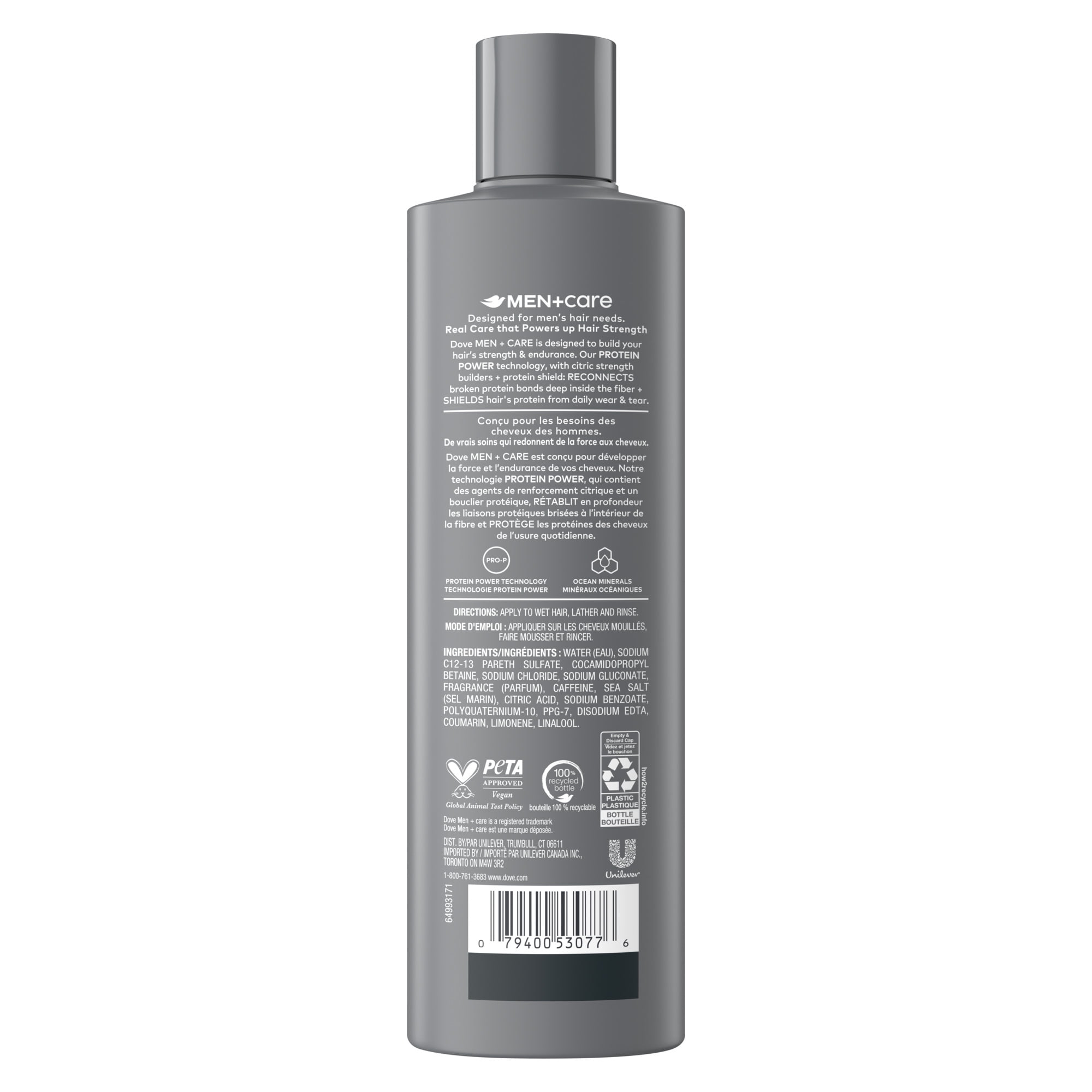 Shampooing avec Minéraux Marins, Dove Men+Care Aqua Impact Hydrate et Nourrit les Cheveux, 355 ML