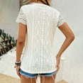 thumbnail image 4 of Summer Sweaters Shirts for Women Lace Trim Eyelet Tunic Tops Hollow-Out TShirts Scooped Neck Short Sleeve T Shirts Seashell Edge Sleeve Shirts Slim Fitted Outfits Lounge Dressy Bussiness Tee, 4 of 7