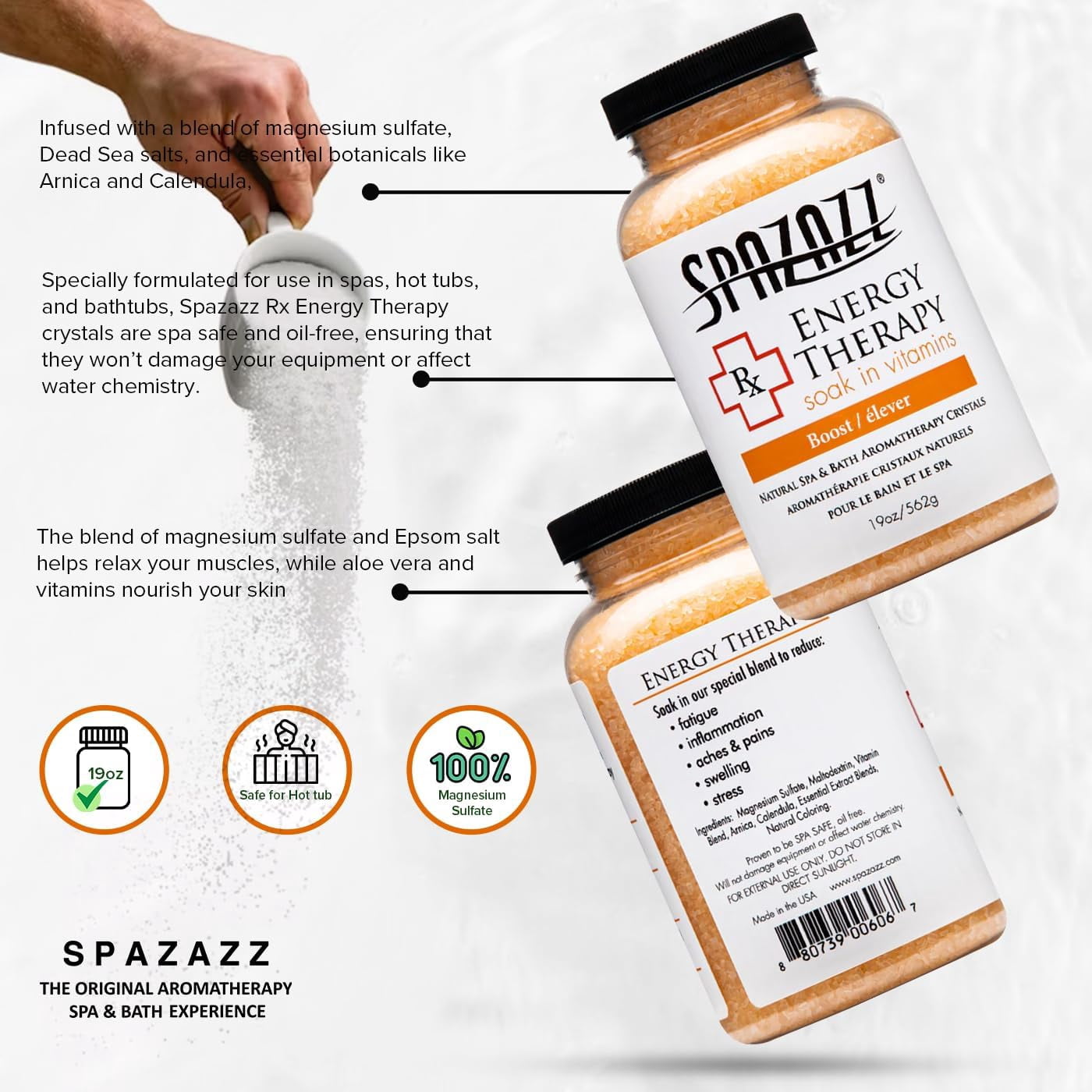 Spazazz SPZ-602 Therapy Crystals Container Bath Minerals, 19-Ounce, Joint Therapy Inflammation