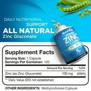 Nutrivein Zinc Gluconate Capsules Vitamin Zinc Supplement - Immunity Support - 120 Capsules