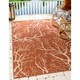 thumbnail image 2 of Unique Loom Botanical Collection Abstract Pictorial Transitional Indoor and Outdoor Flatweave Area Rug, 9 x 12 Feet, Terracotta/Beige, 2 of 10
