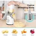 thumbnail image 5 of 3 in 1 Cheese Grater, Rotary Cheese Shredder Grater for Kitchen Cheese Grater with Handle, Potato Slicer Vegetable Chopper with Suction Base, White, 5 of 9