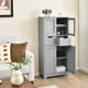 thumbnail image 2 of Costwya Armario de Almacenamiento con Puertas, Armario de Baño Independiente con 4 Puertas, 2 Cajones & Estantes Ajustables, Mueble de Almacenamiento Multifuncional para Cocina, Sala de Estar, Gris, 2 of 4