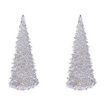 2 Pack Acrylic Christmas Tree Lamp, Enchanted Light Up 7 Colors Changing Lights, 5 x 2 Inch Mini Christmas Tree with Lights for Room Table Decor