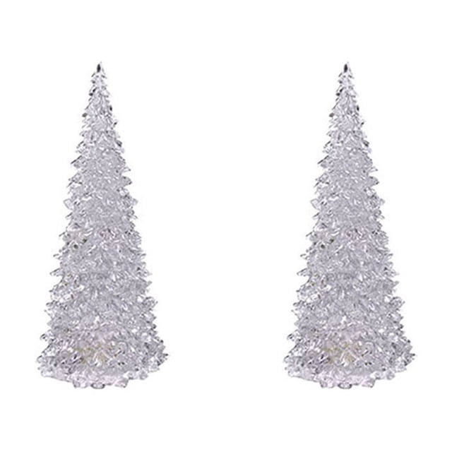 4 Piece Christmas Tree LED Night Light - Colorful Acrylic Decor with Auto Changing Lights, Battery Powered for Home and Gift