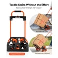 thumbnail image 3 of VEVOR Stair Climbing Cart, 120 lbs Stair-Climbing Capacity, Portable Folding Trolley Cart with Telescoping Handle, 6 Wheels and 2 Bungee Cords, Stair Climber Dolly for Home, Groceries, Warehouse, 3 of 10