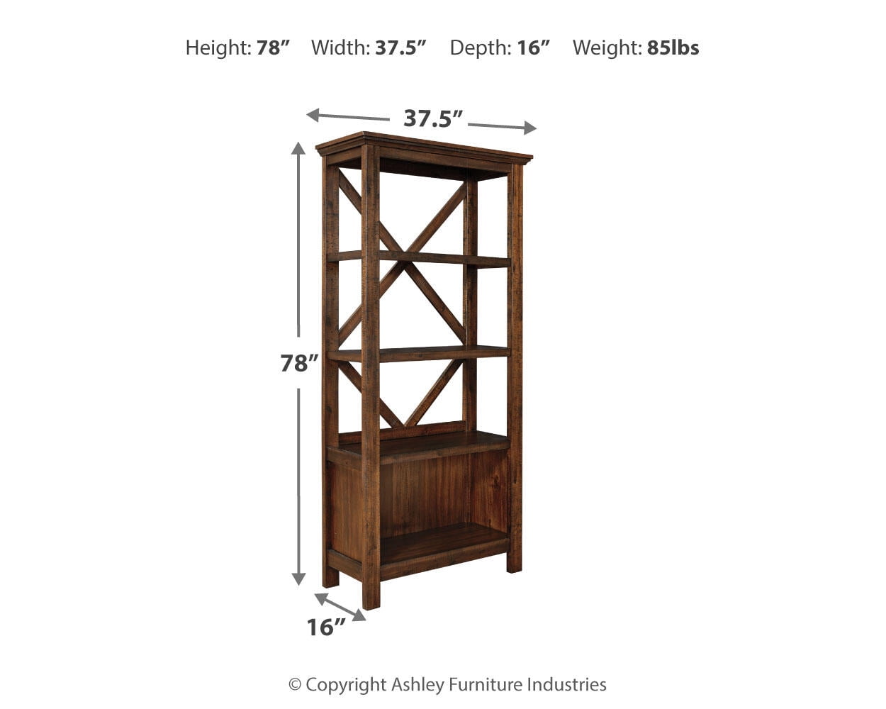 Signature Design by Ashley Casual Baldridge 75" Bookcase  Rustic Brown