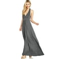 thumbnail image 2 of Loving People Women's Plunging V-Neckline Halter Backless Maxi Dress USA Made (Heather Charcoal, M), 2 of 4